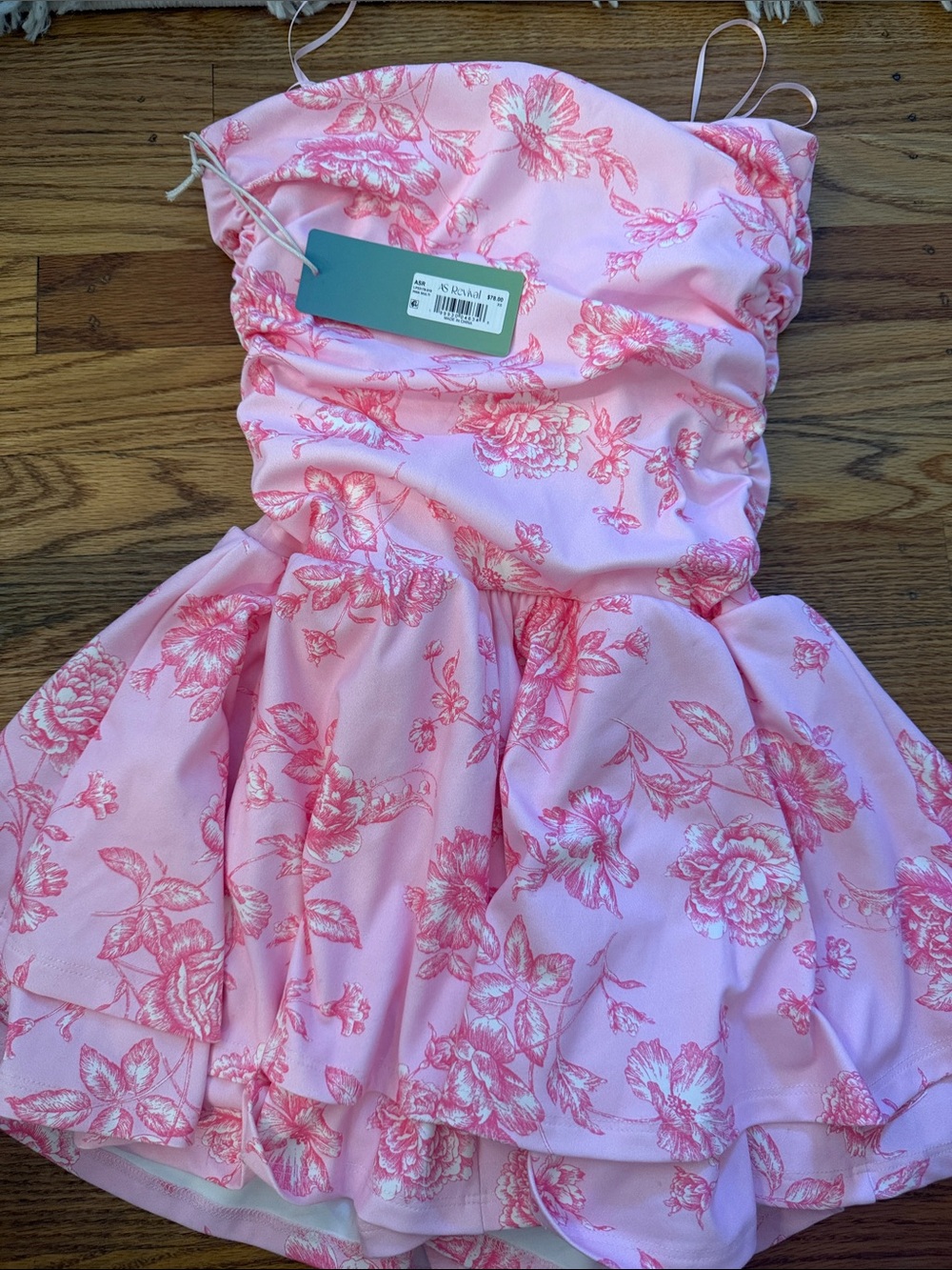 Girls' Pink Floral Tiered Party Dress with Ruched Bodice